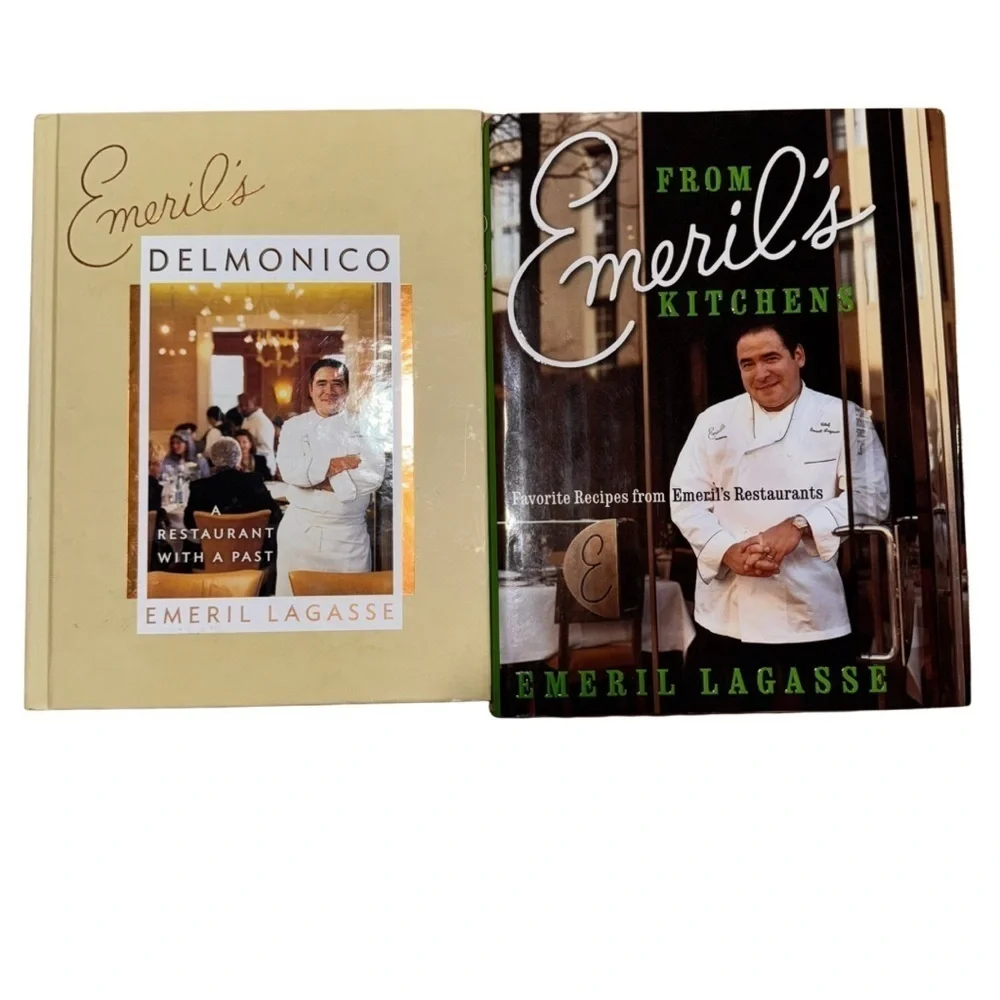 Emeril Lagasse Cookbook Set - Autographed Cream and Black